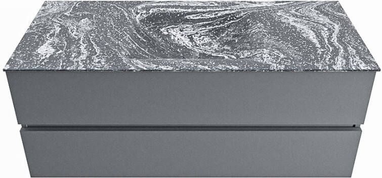 Mondiaz VICA-DLUX 120cm badmeubel onderkast Plata 2 lades. Inbouw wastafel CLOUD midden 1 kraangat kleur Lava.