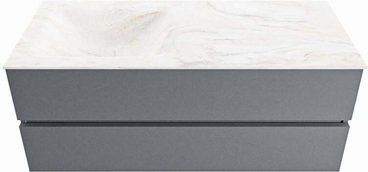 Mondiaz Vica Dlux badmeubel 120cm Plata Cloud wastafel Ostra links zonder kraangat