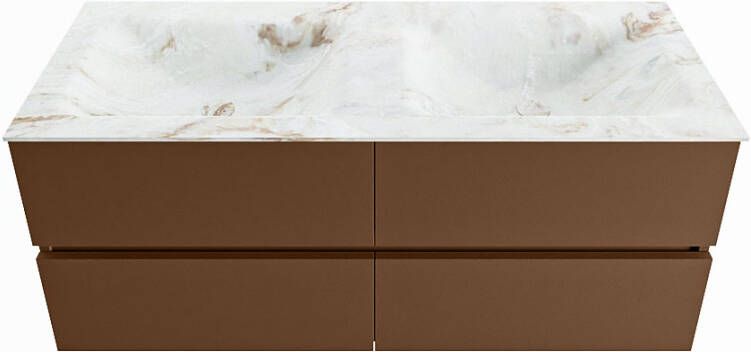 Mondiaz Vica Dlux badmeubel 120cm Rust Cloud wastafel Frappe dubbel zonder kraangat