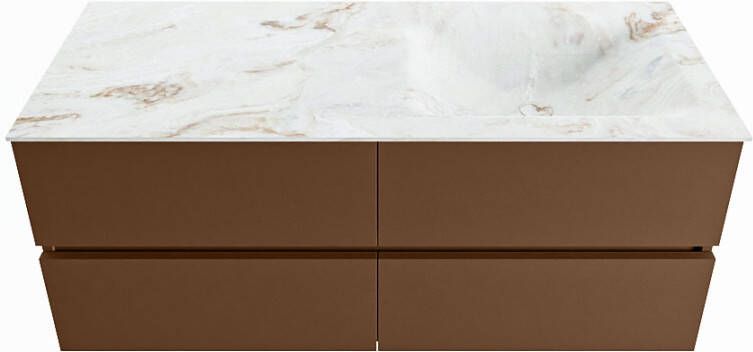 Mondiaz Vica Dlux badmeubel 120cm Rust Cloud wastafel Frappe rechts met 1 kraangat