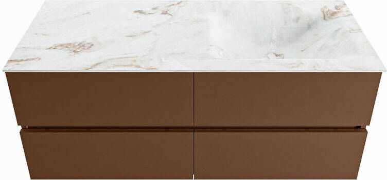 Mondiaz VICA-DLUX 120cm badmeubel onderkast Rust 4 lades. Inbouw wastafel CLOUD rechts zonder kraangat kleur Frappe.