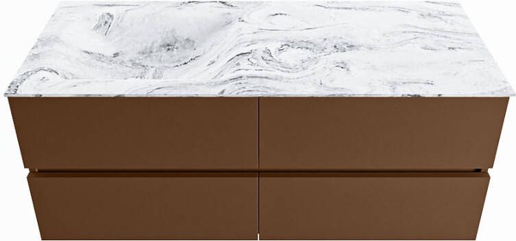 Mondiaz VICA-DLUX 120cm badmeubel onderkast Rust 4 lades. Inbouw wastafel CLOUD links 1 kraangat kleur Glace.