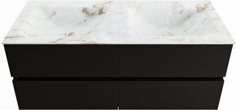 Mondiaz Vica Dlux badmeubel 120cm Urban Cloud wastafel Frappe dubbel met 2 kraangaten