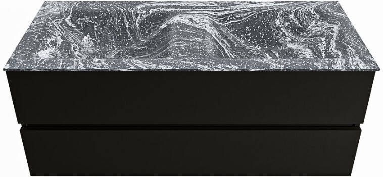 Mondiaz Vica Dlux badmeubel 120cm Urban Cloud wastafel Lava dubbel met 2 kraangaten