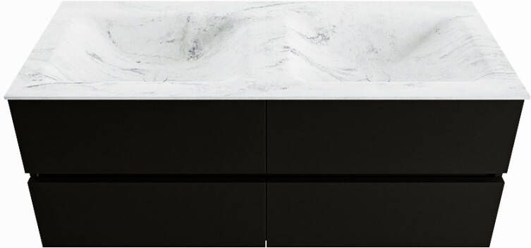 Mondiaz Vica Dlux badmeubel 120cm Urban Cloud wastafel Opalo dubbel met 2 kraangaten