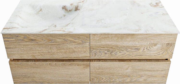 Mondiaz Vica Dlux badmeubel 120cm Washed Oak Cloud wastafel Frappe links met 1 kraangat