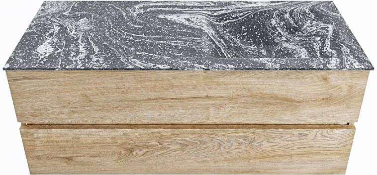 Mondiaz Vica Dlux badmeubel 120cm Washed Oak Cloud wastafel Lava rechts met 1 kraangat