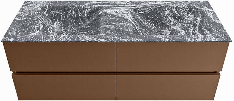 Mondiaz Vica Dlux badmeubel 130cm Rust Cloud wastafel Lava dubbel zonder kraangat