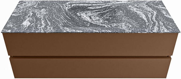 Mondiaz Vica Dlux badmeubel 130cm Rust Cloud wastafel Lava midden zonder kraangat