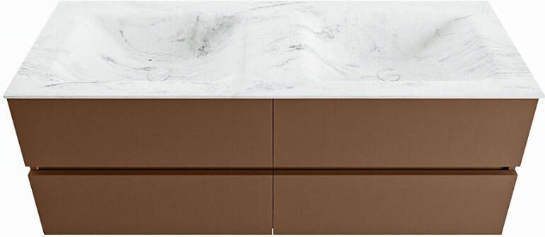 Mondiaz Vica Dlux badmeubel 130cm Rust Cloud wastafel Opalo dubbel zonder kraangat
