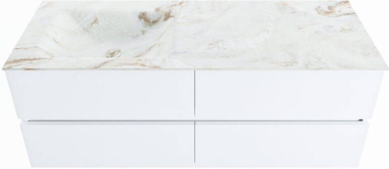 Mondiaz VICA-DLUX 130cm badmeubel onderkast Talc 4 lades. Inbouw wastafel CLOUD links 1 kraangat kleur Frappe. - Foto 2