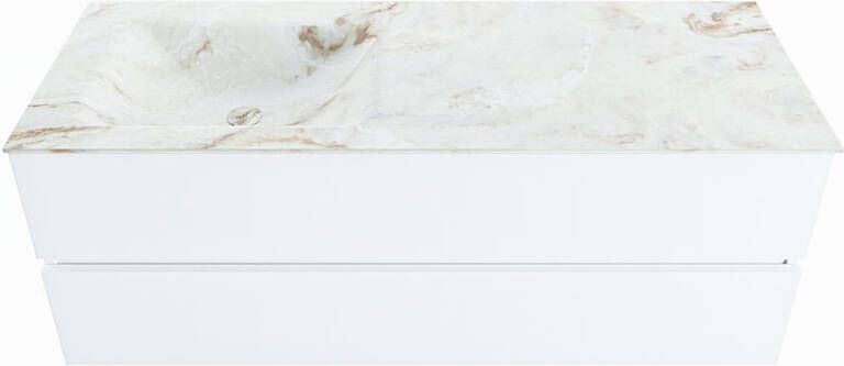 Mondiaz VICA-DLUX 130cm badmeubel onderkast Talc 2 lades. Inbouw wastafel CLOUD links zonder kraangat kleur Frappe. - Foto 2