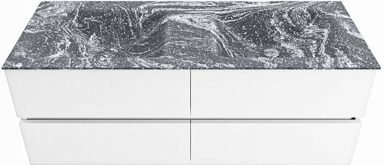 Mondiaz Vica Dlux badmeubel 130cm Talc Cloud wastafel Lava dubbel zonder kraangat