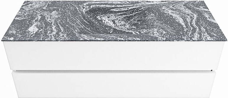 Mondiaz VICA-DLUX 130cm badmeubel onderkast Talc 2 lades. Inbouw wastafel CLOUD midden zonder kraangat kleur Lava.