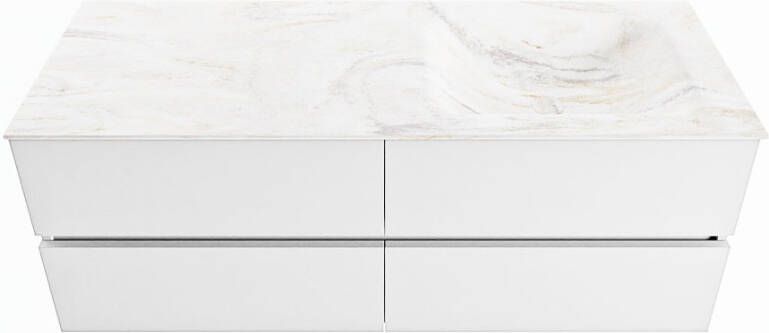 Mondiaz Vica Dlux badmeubel 130cm Talc Cloud wastafel Ostra rechts met 1 kraangat