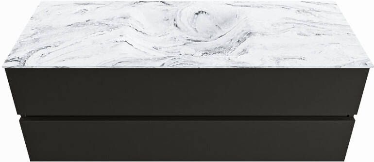 Mondiaz VICA-DLUX 130cm badmeubel onderkast Urban 2 lades. Inbouw wastafel CLOUD midden zonder kraangat kleur Glace.