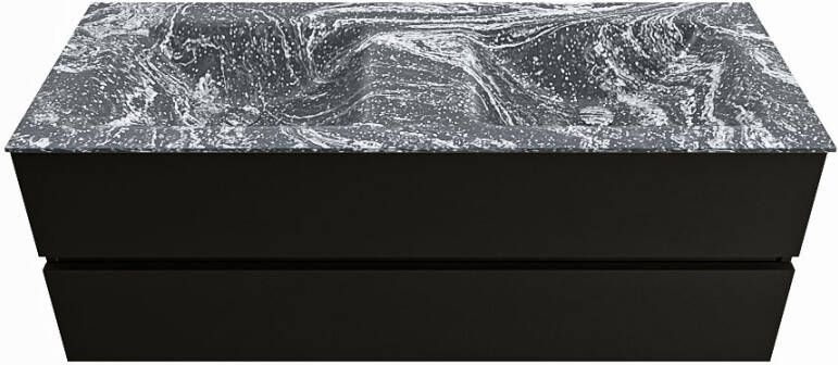 Mondiaz Vica Dlux badmeubel 130cm Urban Cloud wastafel Lava dubbel met 2 kraangaten