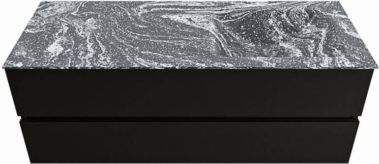 Mondiaz VICA-DLUX 130cm badmeubel onderkast Urban 2 lades. Inbouw wastafel CLOUD rechts zonder kraangat kleur Lava.