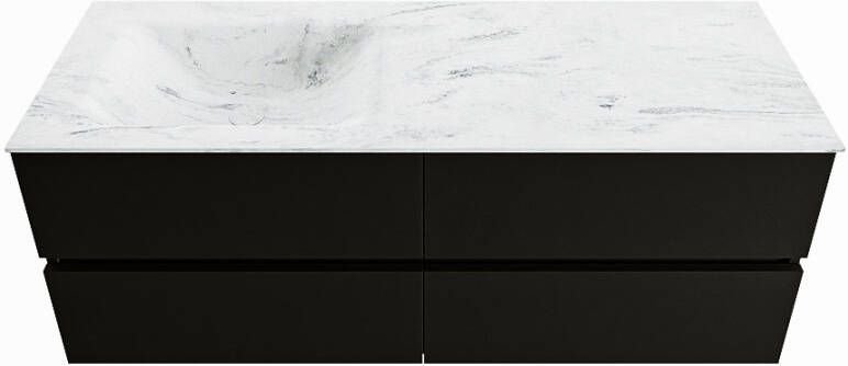 Mondiaz VICA-DLUX 130cm badmeubel onderkast Urban 4 lades. Inbouw wastafel CLOUD links zonder kraangat kleur Opalo.