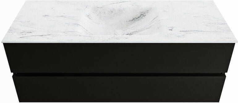 Mondiaz VICA-DLUX 130cm badmeubel onderkast Urban 2 lades. Inbouw wastafel CLOUD midden zonder kraangat kleur Opalo.