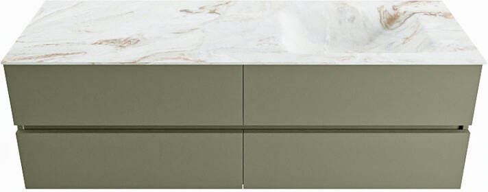 Mondiaz Vica Dlux badmeubel 150cm Army Cloud wastafel Frappe rechts zonder kraangat