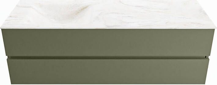 Mondiaz VICA-DLUX 150cm badmeubel onderkast Army 2 lades. Inbouw wastafel CLOUD links zonder kraangat kleur Ostra. - Foto 2