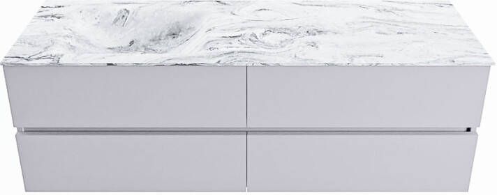 Mondiaz Vica Dlux badmeubel 150cm Cale Cloud wastafel Glace links met 1 kraangat