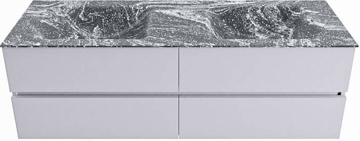 Mondiaz VICA-DLUX 150cm badmeubel onderkast Cale 4 lades. Inbouw wastafel CLOUD dubbel 2 kraangaten kleur Lava.