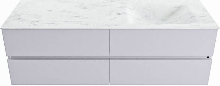 Mondiaz Vica Dlux badmeubel 150cm Cale Cloud wastafel Opalo rechts met 1 kraangat
