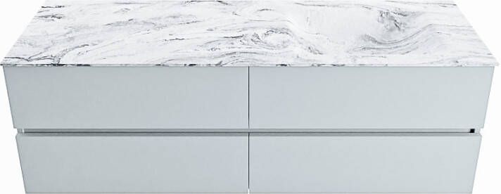 Mondiaz Vica Dlux badmeubel 150cm Clay Cloud wastafel Glace rechts zonder kraangat