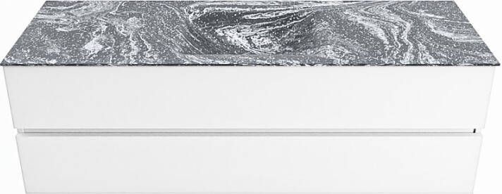 Mondiaz Vica Dlux badmeubel 150cm Talc Cloud wastafel Lava midden zonder kraangat