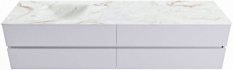 Mondiaz Vica Dlux badmeubel 200cm Cale Cloud wastafel Frappe links met 1 kraangat