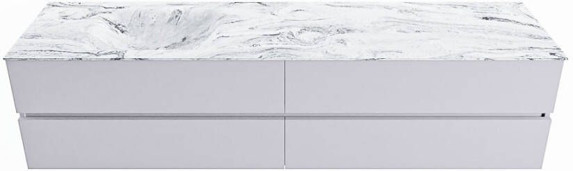Mondiaz VICA-DLUX 200cm badmeubel onderkast Cale 4 lades. Inbouw wastafel CLOUD links zonder kraangat kleur Glace.