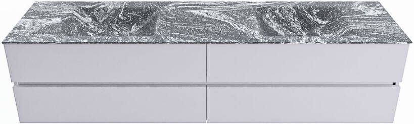 Mondiaz VICA-DLUX 200cm badmeubel onderkast Cale 4 lades. Inbouw wastafel CLOUD dubbel 2 kraangaten kleur Lava.