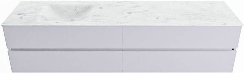 Mondiaz Vica Dlux badmeubel 200cm Cale Cloud wastafel Opalo links met 1 kraangat