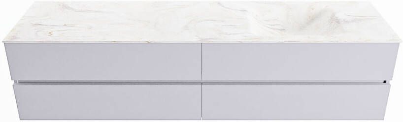 Mondiaz VICA-DLUX 200cm badmeubel onderkast Cale 4 lades. Inbouw wastafel CLOUD rechts zonder kraangat kleur Ostra.
