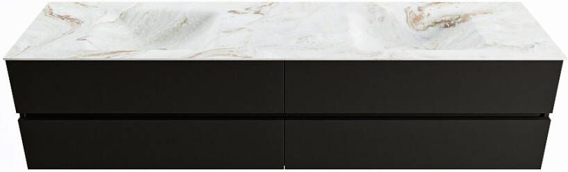 Mondiaz Vica Dlux badmeubel 200cm Urban Cloud wastafel Frappe dubbel met 2 kraangaten