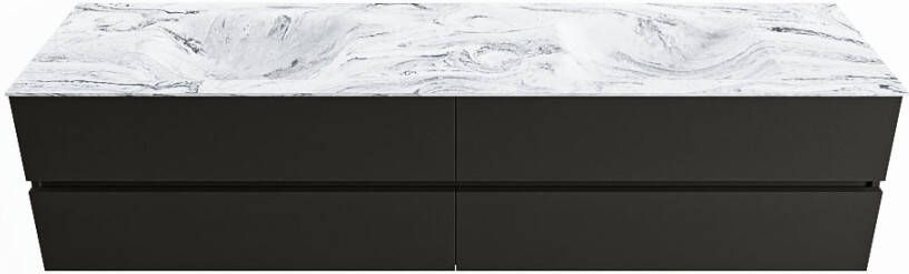 Mondiaz Vica Dlux badmeubel 200cm Urban Cloud wastafel Glace dubbel met 2 kraangaten