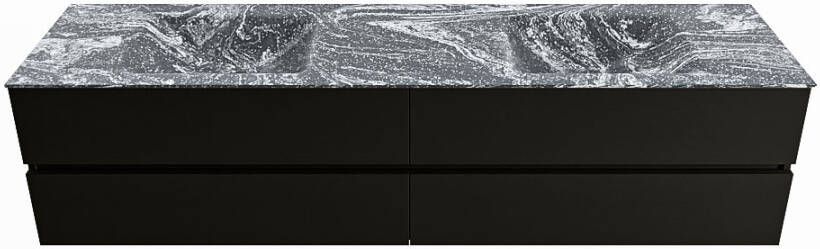 Mondiaz Vica Dlux badmeubel 200cm Urban Cloud wastafel Lava dubbel met 2 kraangaten