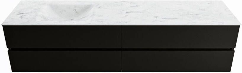 Mondiaz Vica Dlux badmeubel 200cm Urban Cloud wastafel Opalo links met 1 kraangat