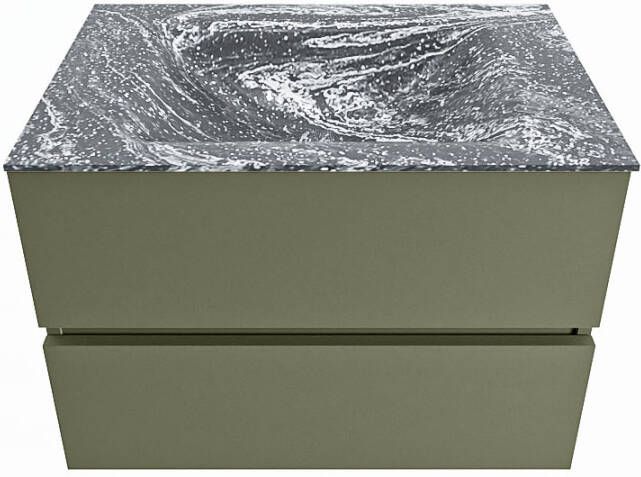 Mondiaz VICA-DLUX 70cm badmeubel onderkast Army 2 lades. Inbouw wastafel CLOUD midden 1 kraangat kleur Lava.