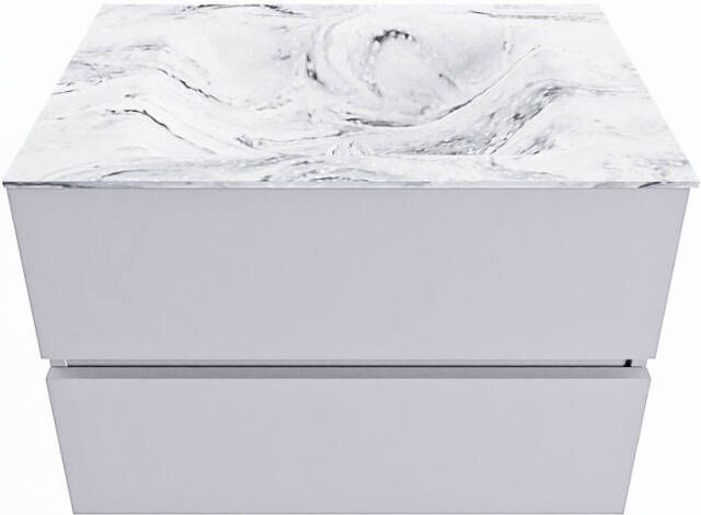 Mondiaz VICA-DLUX 70cm badmeubel onderkast Cale 2 lades. Inbouw wastafel CLOUD midden 1 kraangat kleur Glace.