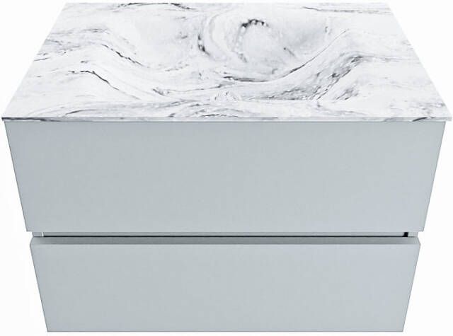Mondiaz VICA-DLUX 70cm badmeubel onderkast Clay 2 lades. Inbouw wastafel CLOUD midden zonder kraangat kleur Glace. - Foto 2