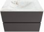 Mondiaz VICA-DLUX 70cm badmeubel onderkast Dark grey 2 lades. Inbouw wastafel CLOUD midden zonder kraangat kleur Frappe. - Thumbnail 2