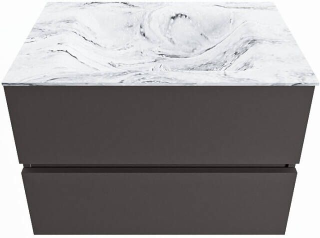 Mondiaz Vica Dlux badmeubel 70cm Dark grey Cloud wastafel Glace midden zonder kraangat