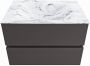 Mondiaz VICA-DLUX 70cm badmeubel onderkast Dark grey 2 lades. Inbouw wastafel CLOUD midden zonder kraangat kleur Glace. - Thumbnail 2