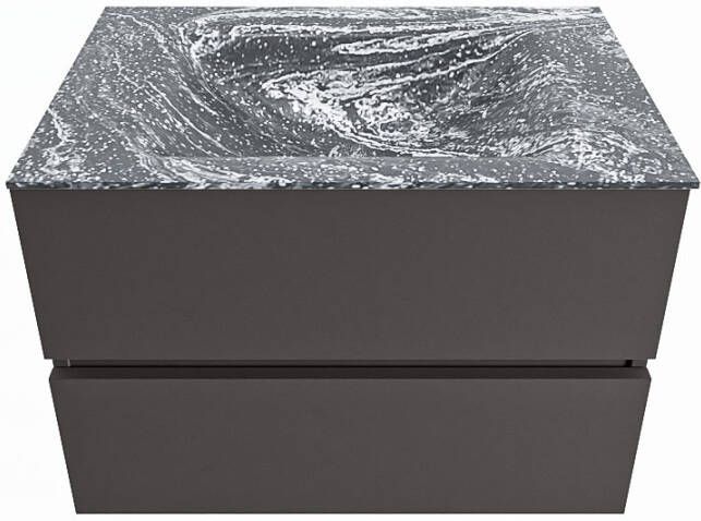 Mondiaz Vica Dlux badmeubel 70cm Dark grey Cloud wastafel Lava midden zonder kraangat