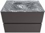 Mondiaz VICA-DLUX 70cm badmeubel onderkast Dark grey 2 lades. Inbouw wastafel CLOUD midden zonder kraangat kleur Lava. - Thumbnail 2