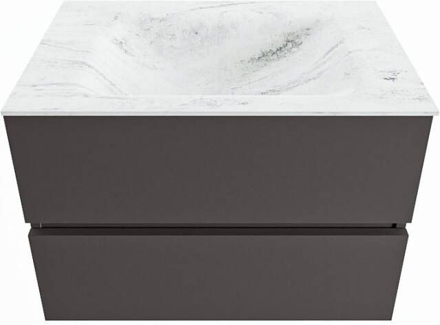 Mondiaz Vica Dlux badmeubel 70cm Dark grey Cloud wastafel Opalo midden zonder kraangat