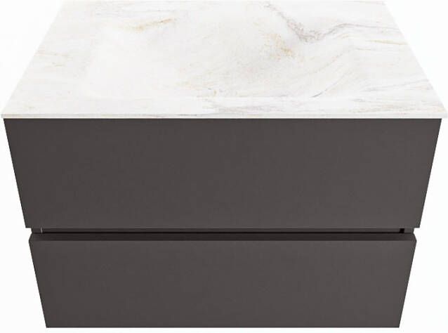 Mondiaz Vica Dlux badmeubel 70cm Dark grey Cloud wastafel Ostra midden zonder kraangat